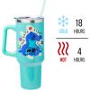 imageSilver Buffalo Star Wars Featuring Chewbacca Yoda R2D2 C3PO Princess Leia Han Solo and Luke Skywalker Stainless Steel Tumbler with Handle and Straw Fits in Standard Cup Holder 40 OuncesDisney Lilo and Stitch Chillin