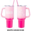 imageSilver Buffalo Star Wars Featuring Chewbacca Yoda R2D2 C3PO Princess Leia Han Solo and Luke Skywalker Stainless Steel Tumbler with Handle and Straw Fits in Standard Cup Holder 40 OuncesWicked Glinda Pink Perfection
