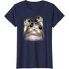imageStar Wars Last Jedi Porgs Big Eyes Cute Graphic TShirt TShirtNavy Blue