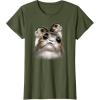 imageStar Wars Last Jedi Porgs Big Eyes Cute Graphic TShirt TShirtOlive Green