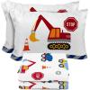 imageStar Wars Young Jedi Adventures Twin Sheet Set  3 Piece Kids Bedding Set Includes Pillow Cover  Super Soft Yoda Microfiber SheetsWhite  Construction Zone