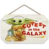 imageDisney Star Wars The Mandalorian Baby Yoda Cutest in the Galaxy Hanging Wood Wall Decor  Grogu The Child