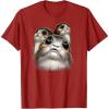 imageStar Wars Last Jedi Porgs Big Eyes Cute Graphic TShirt TShirtCranberry Red