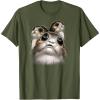 imageStar Wars Last Jedi Porgs Big Eyes Cute Graphic TShirt TShirtOlive Green