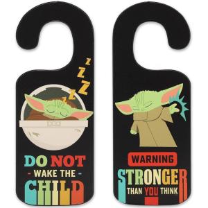 imageDisney Star Wars The Mandalorian Baby Yoda Double Sided Reversible Door Hanger  Do Not Wake The Child and Stronger Than You Think