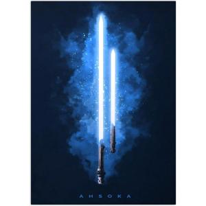 imageDisplate Official Star Wars Metal Poster Magnetic Mounting Included Licensed Artwork Modern Wall Decor Star Wars Lightsabers Darksaber Poster 45 cm x 32 cmAhsoka Lightsaber