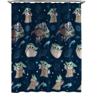 imageJay Franco Star Wars Shower Curtain  Licensed Bathroom Dcor for Kids or Teens with Millennium Falcon  70 x 72 Inch Washable Fabric CurtainBlue  Mandalorian