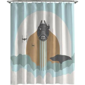 imageJay Franco Star Wars Shower Curtain  Licensed Bathroom Dcor for Kids or Teens with Millennium Falcon  70 x 72 Inch Washable Fabric CurtainMulti  Star Wars