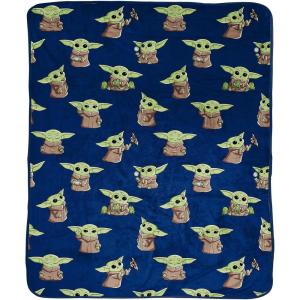 imageJay Franco Star Wars The Mandalorian Plush Throw Blanket  Measures 50 x 60 Inches  Kids Super Soft Fleece Bedding Features Baby Yoda GroguBlue  Mandalorian