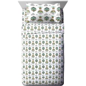 imageJay Franco Star Wars The Mandalorian The Child Twin Sheet Set  3 Piece Set Super Soft and Cozy Kids Bedding Features Baby Yoda Grogu  Fade Resistant Microfiber Sheets Official Star Wars ProductWhite  Mandalorian