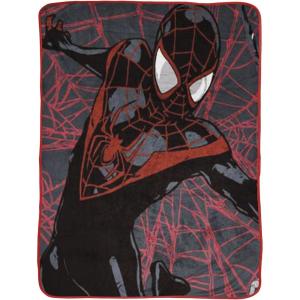 imageJay Franco The Mandalorian Kids Plush 46quot x 60quot Fleece Throw Blanket  Baby Yoda Cozy Fade Resistant for Toddlers to TeensBlack  Miles Morales