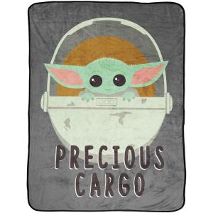 imageJay Franco The Mandalorian Kids Plush 46quot x 60quot Fleece Throw Blanket  Baby Yoda Cozy Fade Resistant for Toddlers to TeensGray  Mandalorian