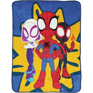 imageJay Franco The Mandalorian Kids Plush 46quot x 60quot Fleece Throw Blanket  Baby Yoda Cozy Fade Resistant for Toddlers to TeensMulti  Spidey  Friends