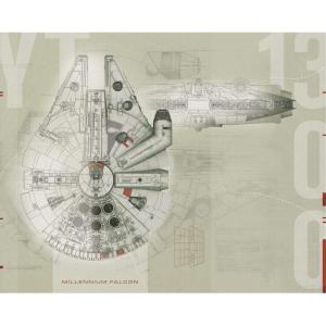 imageRoomMates JL1401M Prepasted 6 UltraStrippable Star Wars Millennium Falcon Water Activated Removable Wall Mural75 x 6 ft Beige