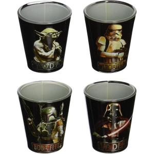 imageSilver Buffalo Disney Star Wars Character Portraits 4 Pack Mini Glasses 15 OuncesStar Wars Character Portraits Black