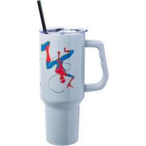 imageSilver Buffalo Star Wars Featuring Chewbacca Yoda R2D2 C3PO Princess Leia Han Solo and Luke Skywalker Stainless Steel Tumbler with Handle and Straw Fits in Standard Cup Holder 40 OuncesInto the SpiderVerse