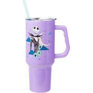 imageSilver Buffalo Star Wars Featuring Chewbacca Yoda R2D2 C3PO Princess Leia Han Solo and Luke Skywalker Stainless Steel Tumbler with Handle and Straw Fits in Standard Cup Holder 40 OuncesNightmare Before Christmas Purple Twilight