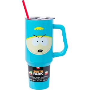 imageSilver Buffalo Star Wars Featuring Chewbacca Yoda R2D2 C3PO Princess Leia Han Solo and Luke Skywalker Stainless Steel Tumbler with Handle and Straw Fits in Standard Cup Holder 40 OuncesSouth Park Cartman