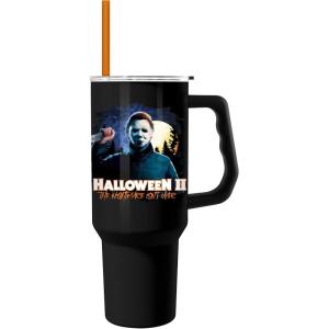 imageSilver Buffalo Star Wars Featuring Chewbacca Yoda R2D2 C3PO Princess Leia Han Solo and Luke Skywalker Stainless Steel Tumbler with Handle and Straw Fits in Standard Cup Holder 40 OuncesHalloween II