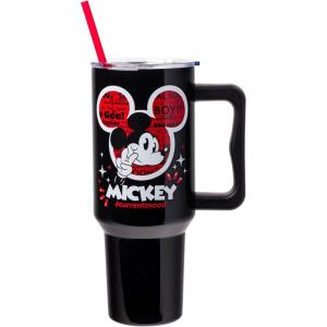 imageSilver Buffalo Star Wars Featuring Chewbacca Yoda R2D2 C3PO Princess Leia Han Solo and Luke Skywalker Stainless Steel Tumbler with Handle and Straw Fits in Standard Cup Holder 40 OuncesMickey Mouse currentmood