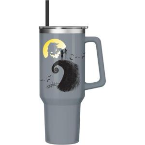 imageSilver Buffalo Star Wars Featuring Chewbacca Yoda R2D2 C3PO Princess Leia Han Solo and Luke Skywalker Stainless Steel Tumbler with Handle and Straw Fits in Standard Cup Holder 40 OuncesNightmare Before Christmas Jack and Sally
