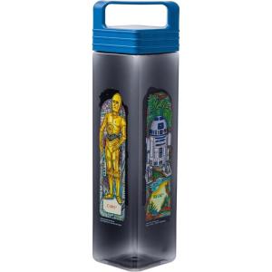 imageSilver Buffalo Star Wars Featuring R2D2 C3PO Chewbacca and Yoda Plastic Square Water Bottle with Lid 25 Ounces