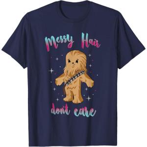 imageStar Wars Chewbacca Messy Hair Dont Care Cute Chibi Logo TShirtNavy Blue
