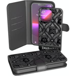 imageStar Wars Dark Side Pattern Wallet Cell Phone Case for iPhone 13 Pro Black