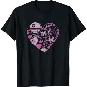 imageStar Wars Galaxy of Love Pink Heart Valentines Day TShirtBlack