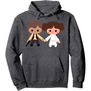 imageStar Wars Han Solo Princess Leia Cute Cartoon Hoodie Pullover HoodieDark Heather Grey