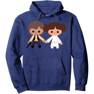 imageStar Wars Han Solo Princess Leia Cute Cartoon Hoodie Pullover HoodieNavy Blue
