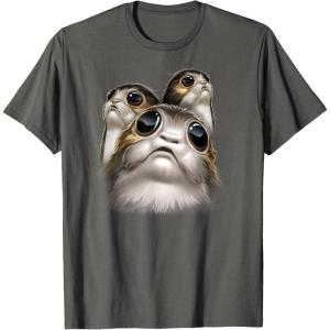 imageStar Wars Last Jedi Porgs Big Eyes Cute Graphic TShirt TShirtAsphalt Grey