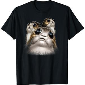 imageStar Wars Last Jedi Porgs Big Eyes Cute Graphic TShirt TShirtBlack