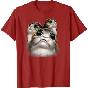 imageStar Wars Last Jedi Porgs Big Eyes Cute Graphic TShirt TShirtCranberry Red