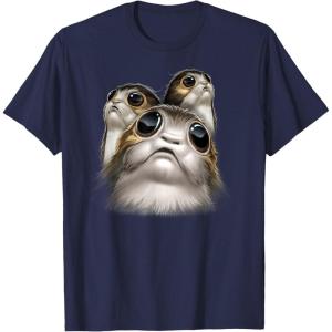 imageStar Wars Last Jedi Porgs Big Eyes Cute Graphic TShirt TShirtNavy Blue