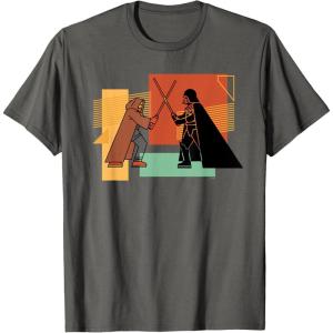 imageStar Wars ObiWan Kenobi Darth Vader Duel Cartoon TShirtAsphalt Grey