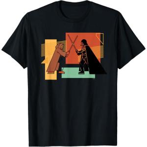 imageStar Wars ObiWan Kenobi Darth Vader Duel Cartoon TShirtBlack