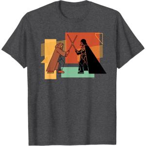 imageStar Wars ObiWan Kenobi Darth Vader Duel Cartoon TShirtDark Heather Grey