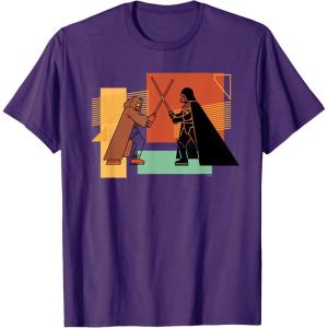 imageStar Wars ObiWan Kenobi Darth Vader Duel Cartoon TShirtPurple