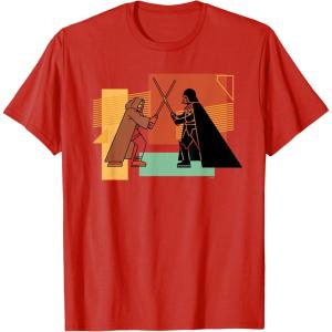 imageStar Wars ObiWan Kenobi Darth Vader Duel Cartoon TShirtRed