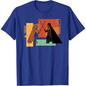 imageStar Wars ObiWan Kenobi Darth Vader Duel Cartoon TShirtRoyal Blue