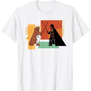 imageStar Wars ObiWan Kenobi Darth Vader Duel Cartoon TShirtWhite