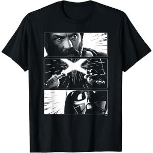 imageStar Wars ObiWan Kenobi Jedi vs Sith Battle Panels TShirtBlack