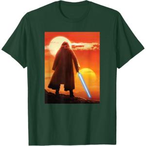 imageStar Wars ObiWan Kenobi Lightsaber Twin Suns TShirtDark Green