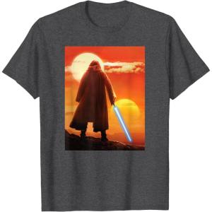 imageStar Wars ObiWan Kenobi Lightsaber Twin Suns TShirtDark Heather Grey