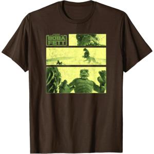 imageStar Wars The Book Of Boba Fett Sand Creature Fight Panels TShirtBrown
