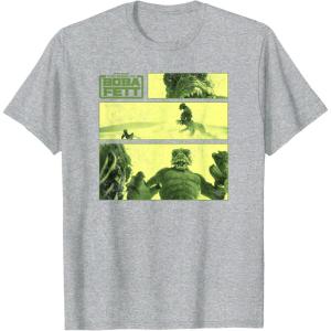 imageStar Wars The Book Of Boba Fett Sand Creature Fight Panels TShirtHeather Grey
