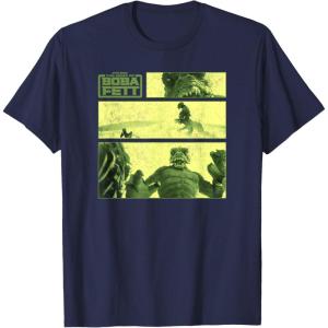 imageStar Wars The Book Of Boba Fett Sand Creature Fight Panels TShirtNavy Blue