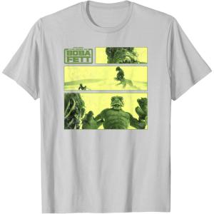 imageStar Wars The Book Of Boba Fett Sand Creature Fight Panels TShirtSilver Grey