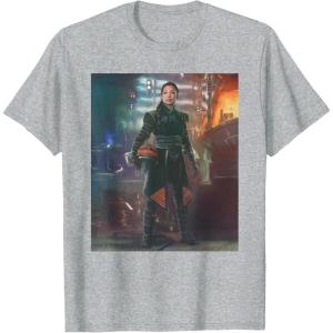 imageStar Wars The Book of Boba Fett Fennec Shand Portrait TShirtHeather Grey